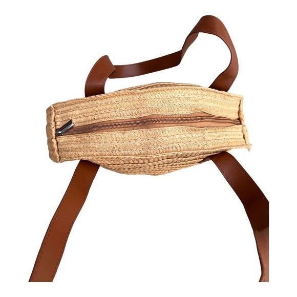 Round Woven Straw Purse Shoulder Bag Boho - Picture 4 of 4